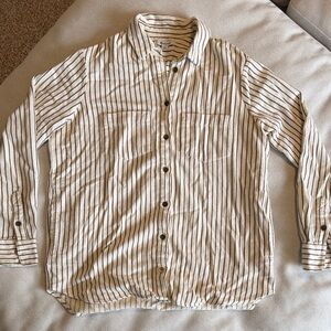 Madewell Cream and Black Striped Men's Shirt